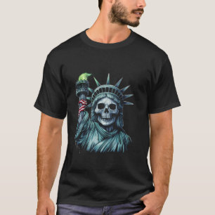 Camiseta Halloween Tshirt Skull American Flag Scary Horror
