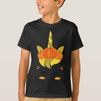 Camiseta Halloween Unicorn Face Ação de Graças Meninas de P