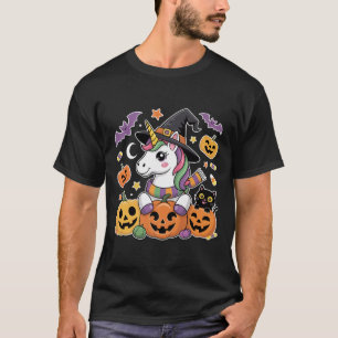 Camiseta Halloween Unicorn Pumpkin Cat Kids Cuja Figurinha