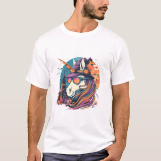 Camiseta Halloween Unicorn Witch Bats