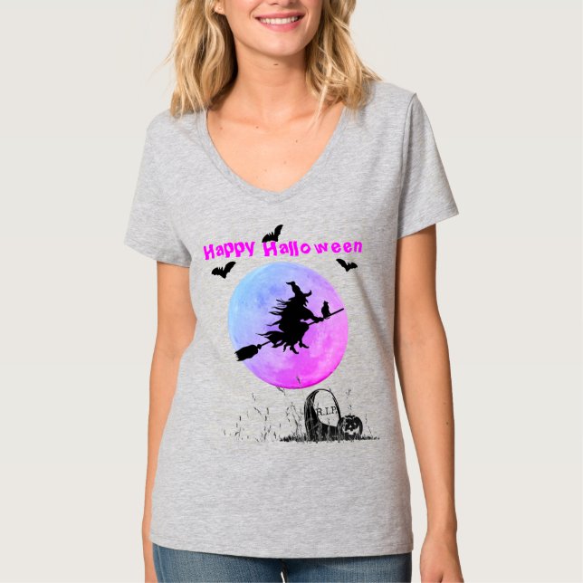 Camiseta Halloween V-Neck White Steel (Frente)