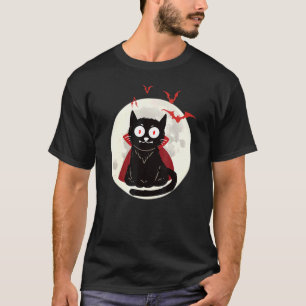 Camiseta Halloween Vamampire Cat Full Moon Bats Halloween A