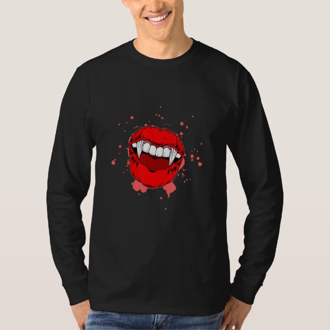Camiseta Halloween Vampie Teeth Halloween Fick Tre (Frente)