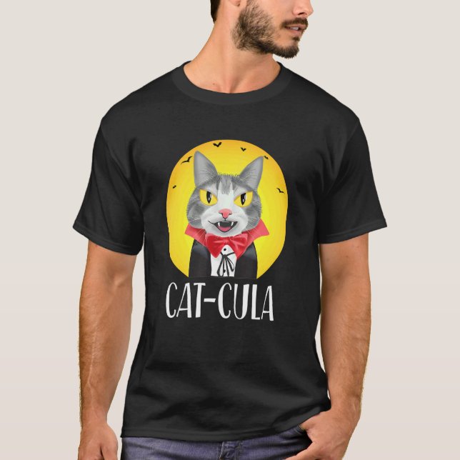 Camiseta Halloween Vampurr Spooky Cat Vampiro Cat Cula Dra (Frente)