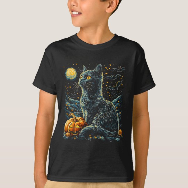Camiseta Halloween Van Gogh Starry Night Black (Frente)
