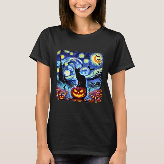 Camiseta Halloween Van Gogh Starry Night Black (Frente)