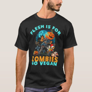 Camiseta Halloween Veganos A Carne É Para Zombies Seja Vega