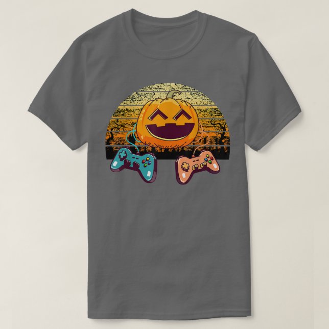 Camiseta Halloween Video Game Controller Pumpkin Funny Game (Frente do Design)