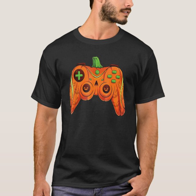 Camiseta Halloween Video Game Controller With Pumpkin Face  (Frente)