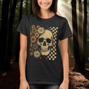 Camiseta Halloween Vintage Floral Skull