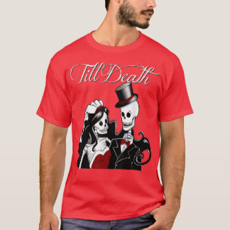 Camiseta Halloween Weding Gothic Bride Groom Skeleton Till