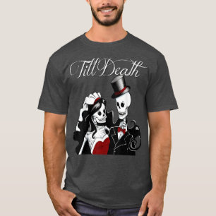 Camiseta Halloween Weding Gothic Bride Groom Skeleton Till