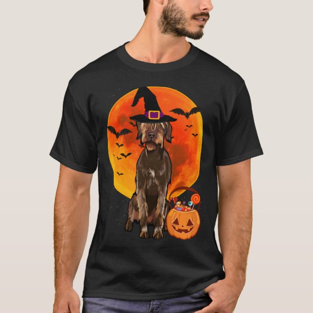 Camiseta Halloween Wirehaired Pointing Griffon Jack O Lante (Frente)