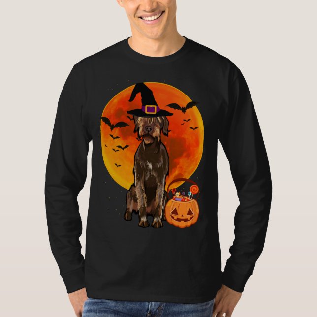 Camiseta Halloween Wirehaired Pointing Griffon Jack O Lante (Frente)