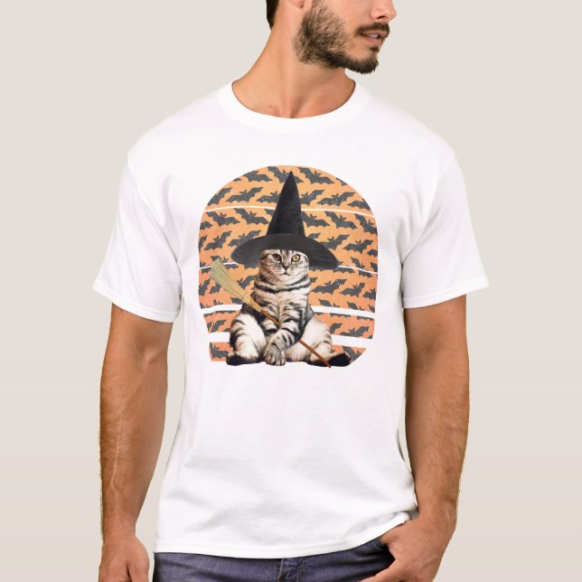 Camiseta Halloween Witch Cat (Frente)