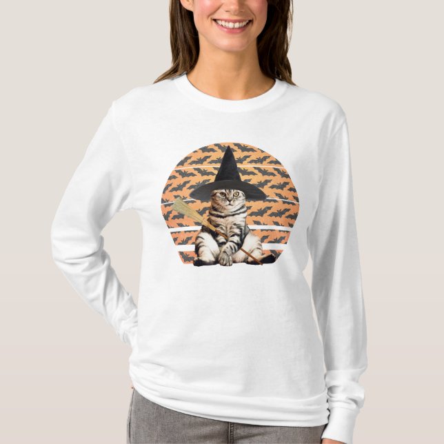 Camiseta Halloween Witch Cat (Frente)