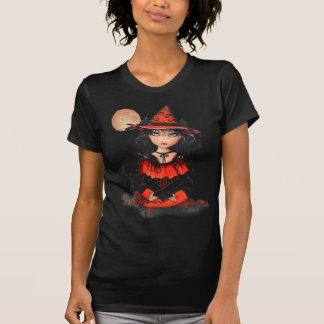 Camiseta Halloween Witch Moon Cat por Molly Harris