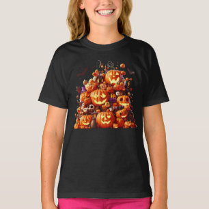 Camiseta Halloween Witch Pumpkin White Ghost Bats Magic