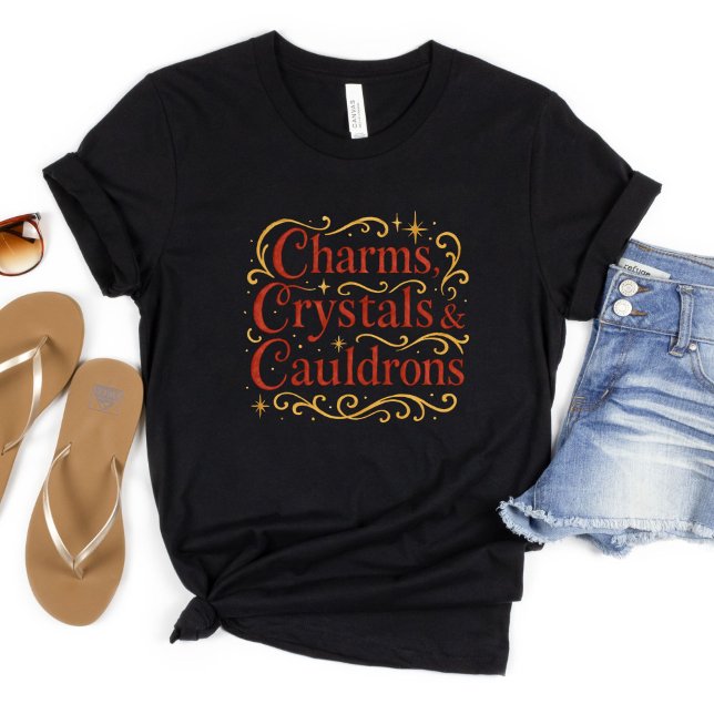 Camiseta Halloween Witchy Charms Crystals Cauldrons Gótico (Charms Crystals Cauldrons Halloween Witchy Witchcraft Pagan T-shirt)