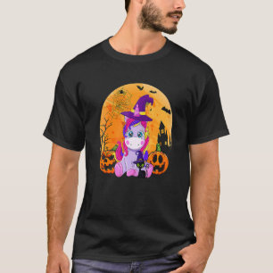 Camiseta Halloween Witchy Unicorn Black Cat Pumpkin Girls W