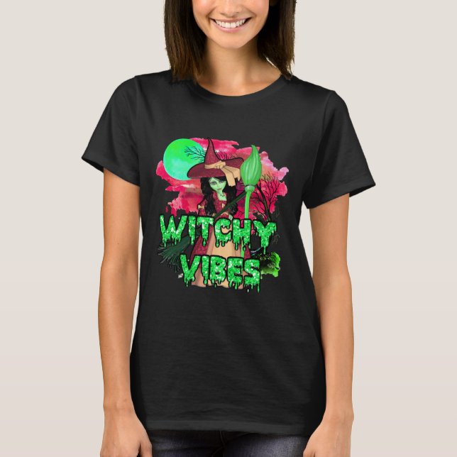 Camiseta Halloween Witchy Vibes (Frente)
