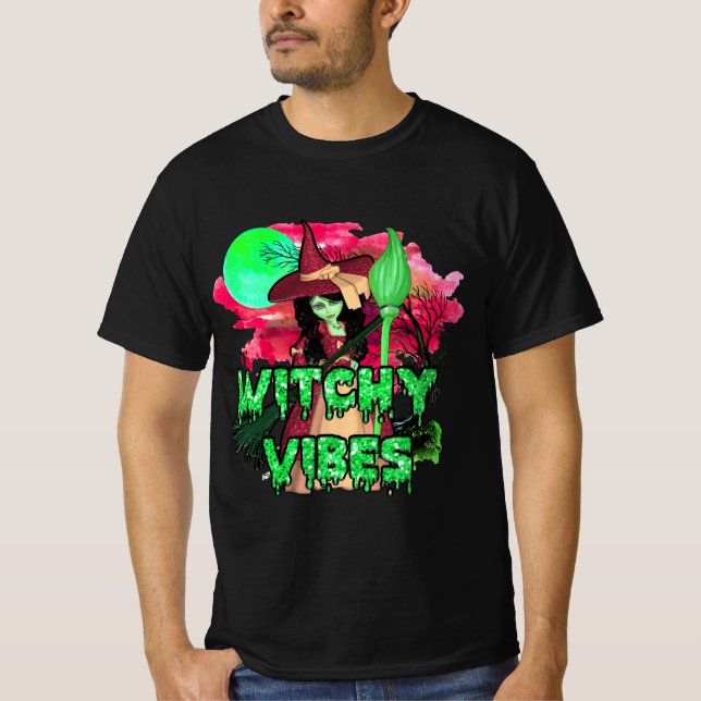 Camiseta Halloween Witchy Vibes (Frente)