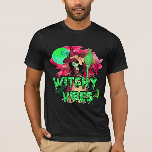 Camiseta Halloween Witchy Vibes (Frente)