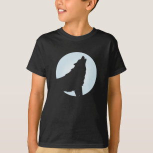 Camiseta Halloween Wolf Howling Blue Full Moon