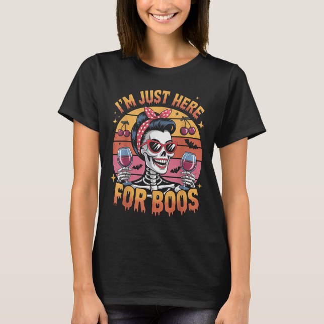 Camiseta Halloween Women Funny I'm Just Here For The Boos S (Frente)