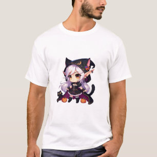 Camiseta Halloween WOW Style Chibi Elf Catgirl