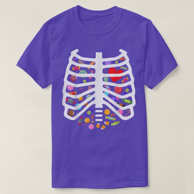 Camiseta Halloween Xray Skeleton Rib Cage Kids Cardíacos (Frente do Design)
