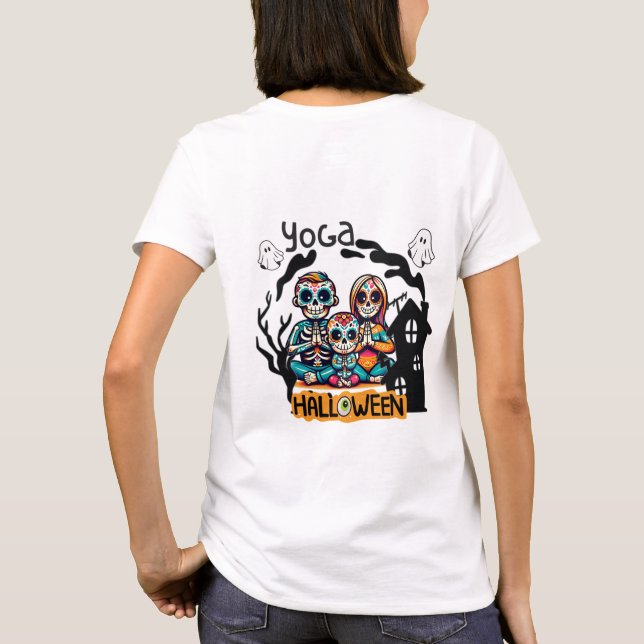 Camiseta Halloween Yoga Skeletons (Verso)