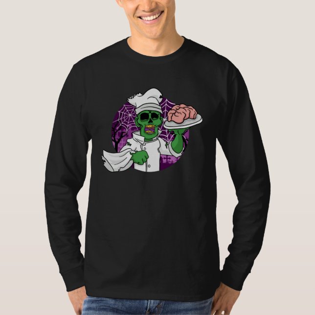 Camiseta Halloween Zombie Chef Chef Brain Kitchen (Frente)