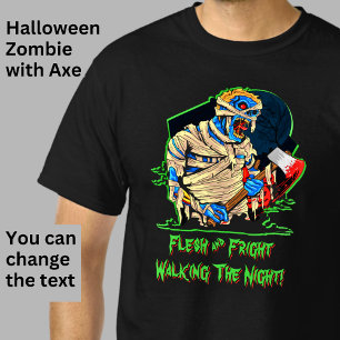 Camiseta Halloween Zombie Monster Mummy Bandages Ax Sanguín
