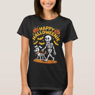 Camiseta Halloweenie Esqueleto Caminhada Amante de Cão Engr