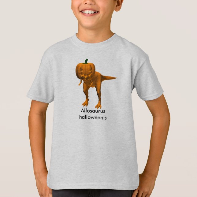 Camiseta Halloweenis do Allosaurus (Frente)