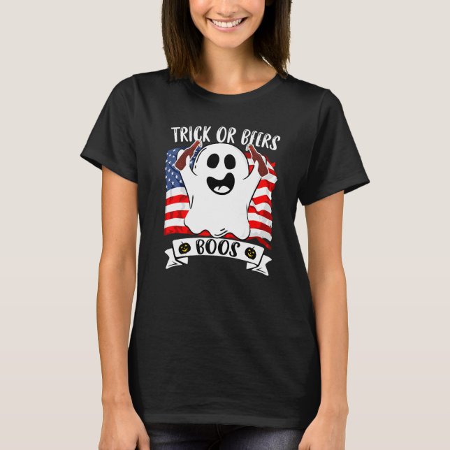 Camiseta Halloweentrick Ou Beer Party Ghost Costum (Frente)