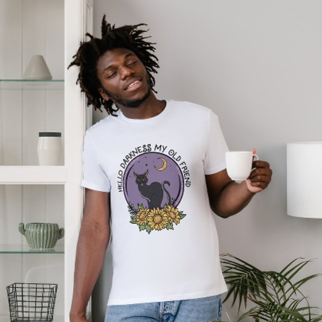 CAMISETA HALLOWEHELLO ESCURIDÃO MEU ANTIGO AMIGO NEGRO GATO (Criador carregado)