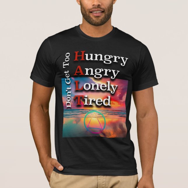 Camiseta HALT Recovery Slogan Sunrise (Frente)