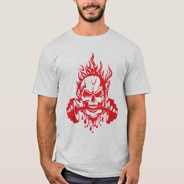 Camiseta haltere_musculation_tete_mort_flamme_sang_goutte_s (Frente)