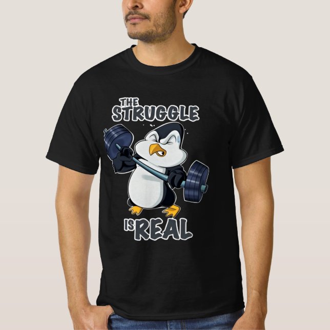 Camiseta Halterofilismo com codificação de pinguins (Frente)