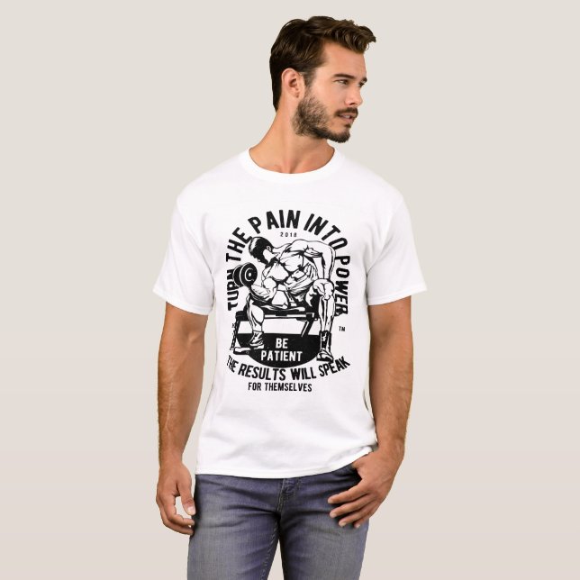 Camiseta Halterofilista Transforme Dor em Poder (Frente Completa)