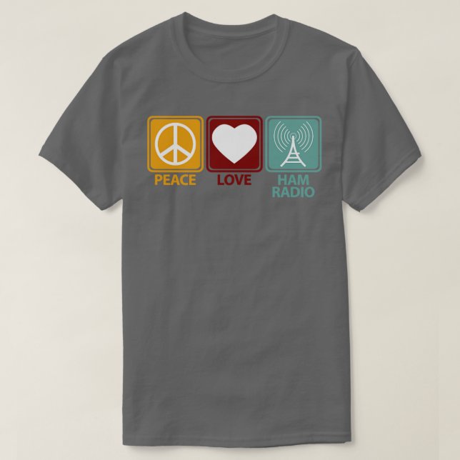 Camiseta Ham Radio Girl Peace Love  (Frente do Design)