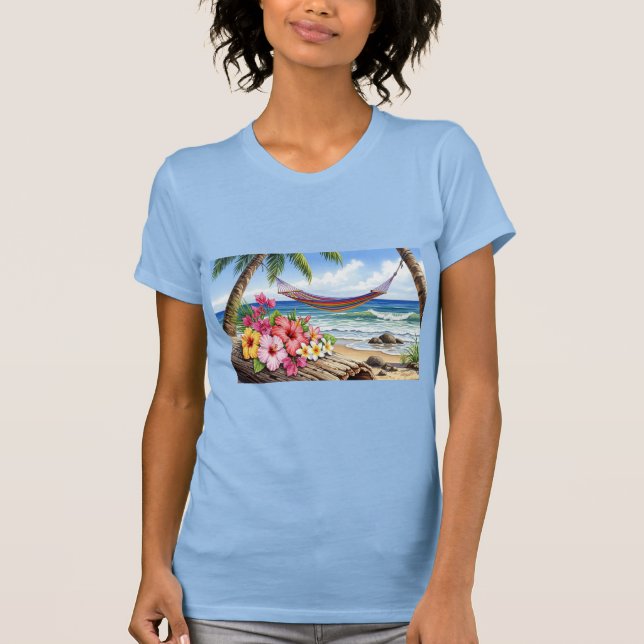 Camiseta hamaca en el mar (Frente)
