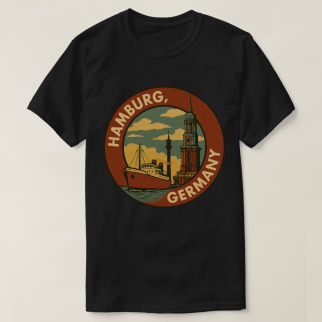 Camiseta Hamburg German Port City (Frente do Design)