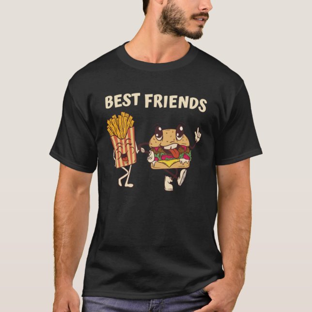 Camiseta Hamburger And Fries Bestfriends (Frente)