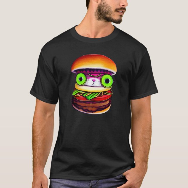 Camiseta Hamburger Cat Catburger Burger & Cat Lover Hybrid (Frente)