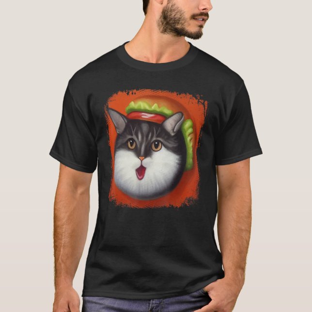 Camiseta Hamburger Cat Catburger Burger Purr Meow Cat 10 (Frente)