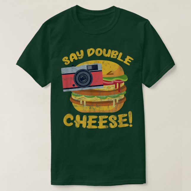 Camiseta Hamburger Cheeseburger Camera Diz Queijo Duplo (Frente do Design)