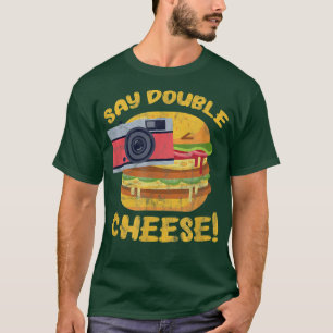 Camiseta Hamburger Cheeseburger Camera Diz Queijo Duplo
